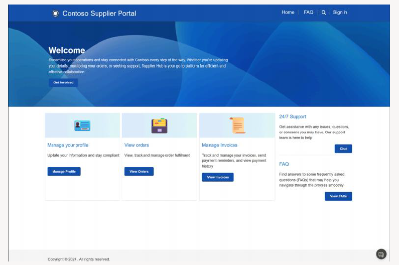 SAP Supplier Self Service Template Portal View